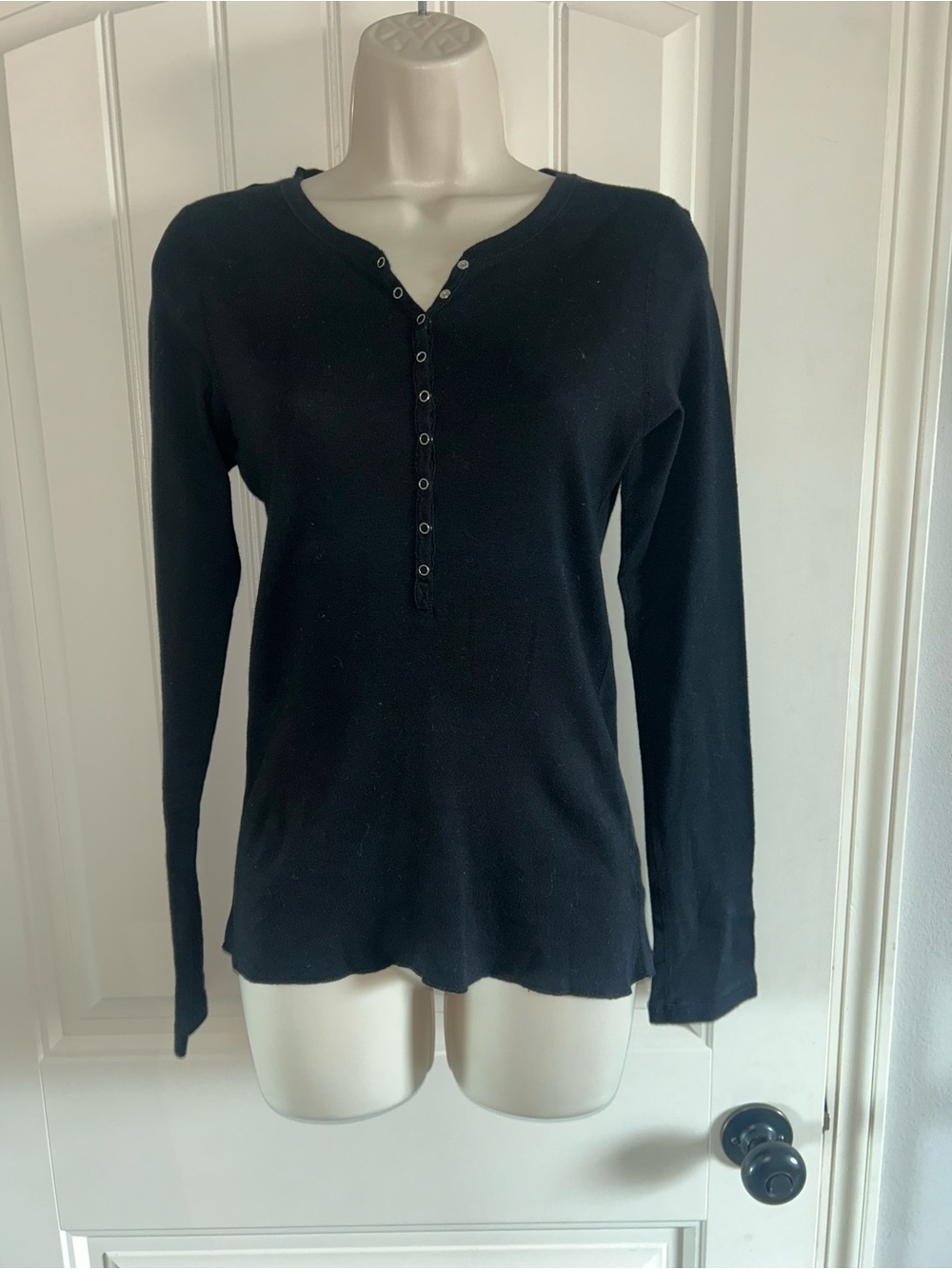 NEW Hard Tail Black Long-Sleeve Henley Top Sz L